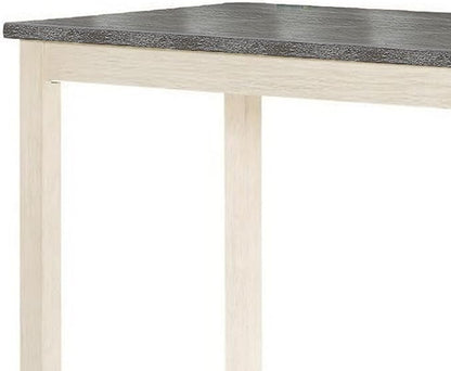 Benjara Joss 60 Inch Cottage Counter Height Table, 2 Tone Wood, Gray Top Cream Base