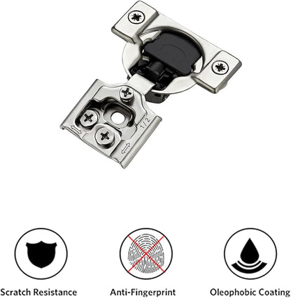 Ravinte 2 Pack 1 Pair 1/2 inch Overlay Soft Close Hidden Door Hinge for Kitchen Cabinet Stainless Steel Adjustable Satin Nickel Hardware