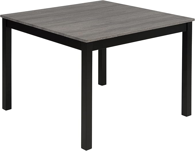 5-Piece Dining Table Set for 4, Wooden Kitchen Table and Chairs Set of 4, Square Dining Room Table with Upholstered Seats for Kitchen and Dining, Light Grey & Black Two Tone
