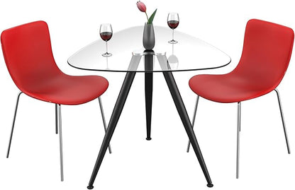 Mango Steam Lisbon 3-Sided Bistro Table, Tempered Glass Triangle Top - Modern Pub Table for Dining Room and Kitchen (Black)