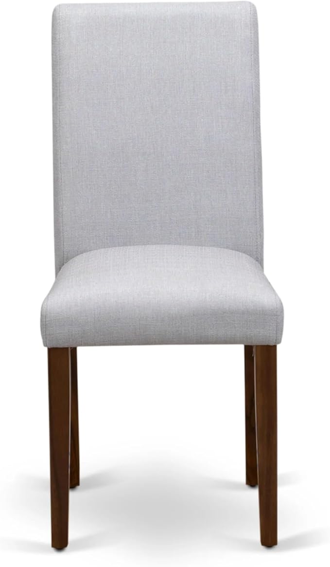 East West Furniture ABP8T05 Abbott Parson Chairs - Grey Linen Fabric Padded Dining Chairs, Set of 2, Walnut