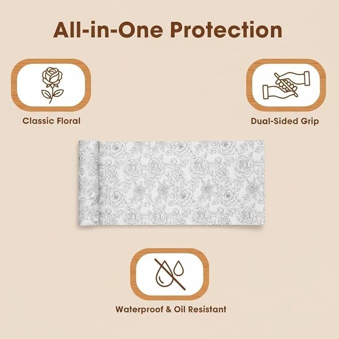 Coavas Shelf and Drawer Liner, Non Slip Extra Grip Non Adhesive Waterproof Thickened Cabinet Mat, Easy Cut for Kitchen Pantry Bathroom Dresser Cupboard (White, 12IN X 20 FT)