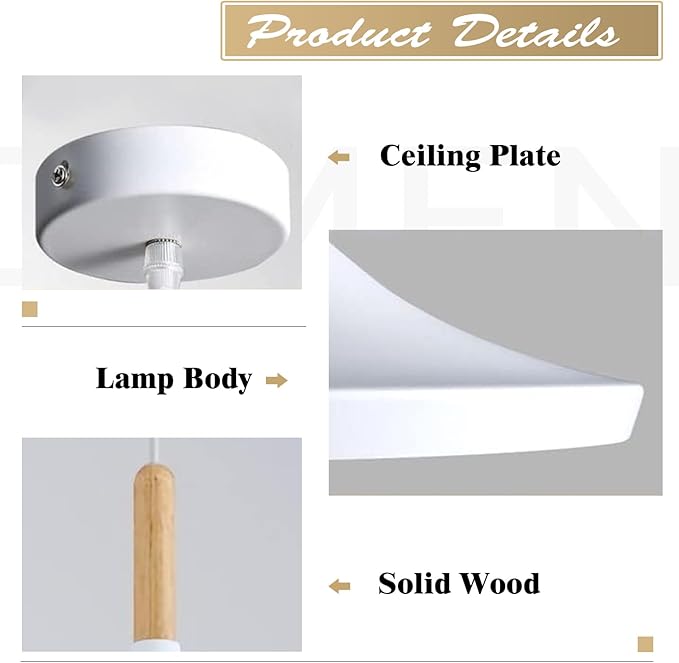 KCO Lighting White Barn Pendant Light 3-Pack Farmhouse Vintage Hanging Lamp with Adjustable Cord Rustic Ceiling Hanging Light Fixture