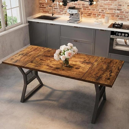 70.8 Inch Dining Table for 4-6 People, Farmhouse Wood Table with Metal Leg, Rectangle Kitchen Tables for Dining Room, Living Room, Conference Room, Breakroom, Vintage Color and Black