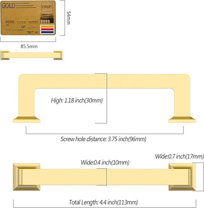 Amerdeco 10 Pack Brushed Gold Cabinet Pulls 3.75 Inch(96MM) Hole Centers Kitchen Cabinet Handles Cabinet Hardware Kitchen Handles for Cabinets Cupboard Handles Drawer Pulls ZH0019
