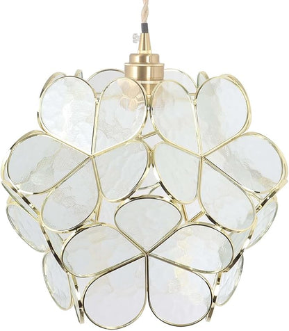 Bieye L10915 Petals Tiffany Style Stained Glass Ceiling Pendant Light for Home Decoration (Clear, 12" Cherry Blossom)