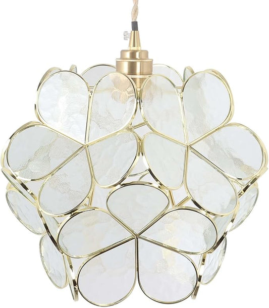 Bieye L10915 Petals Tiffany Style Stained Glass Ceiling Pendant Light for Home Decoration (Clear, 12" Cherry Blossom)