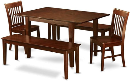 HomeStock 7 Piece Dining Table Set Consist of a Rectangle Dining Room Table with Leaf and 6 Wooden Seat Chairs, 32x60 Inch, Mahogany