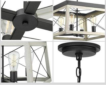 Progress Lighting 4 Light Chandelier, Rustic Farmhouse Style Modern Hanging Light Fixture for Kitchen and Dining Room, Briarwood Collection, Graphite