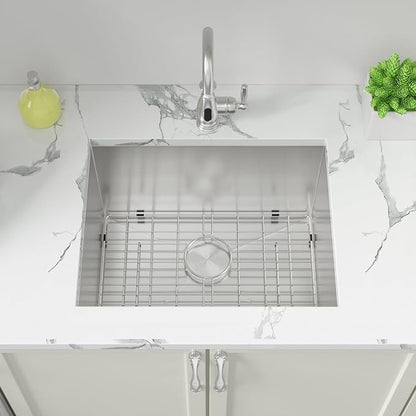 Sarlai Undermount Laundry Sink 24 Inch - 13 Inch Deep Undermount Laundry Utility Sink Single Bowl Kitchen Sinks 16 Gauge Stainless Steel Laundry Tub Sinks Basin