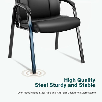 OLIXIS Waiting Room Chair Set of 6, Leather Office Desk Reception Guest Stationary Side Chairs with Padded Arms for Home Conference Lobby Area Meeting Church Medical Clinic Elderly Student
