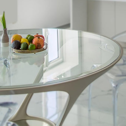 44" Inch Round Glass Table Top 1/2" Thick Tempered Beveled Edge by Fab Glass and Mirror