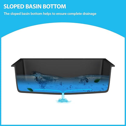 Kichae 33 Granite Composite Kitchen Sink - 33"x22" Grainte Kitchen Sink Drop In Topmount Quartz Sink Black Deep Single Bowl Basin