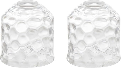 Kira Home 5" Set of 2 Petit Clear Hammered Glass Bell Shades, Small Water Glass Replacement Shades, 5.25" x 4.75", 1-5/8" Fitter Opening for Threaded Medium Base Socket
