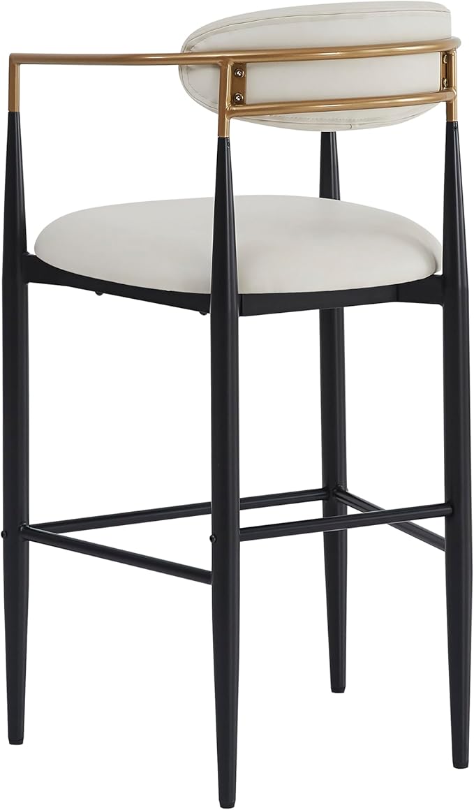 Modern Dining Chair with Iron Legs for Kitchen Island, Dining Room, Restaurant - Mid-Century Luxury Furniture Sets with Sturdy Stable Frame and Easy Assembly,Beige-PU-setof2