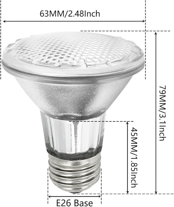BOGAO Par20 Bulbs, 6 Pcs 120V 50W Par20 Light Bulbs, E26 Medium Base Long Lasting Life High Output Reflector Flood Lights Replacement Range Hood Light - Warm Light