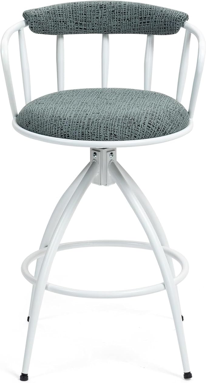 26'' Swivel Counter Height Bar Stool, Set of 2- Fabric Seat with Water Transfer Printed Metal Frame, Modern Industrial Design Bar Chairs for Kitchen Island, Dining Room,for Living Room