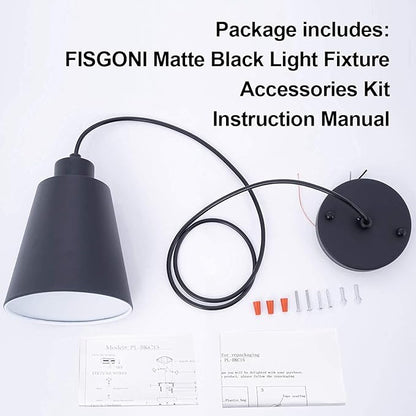 Modern Black Pendant Light Fixture 5.94'' (3-Pack) Mini 1-Light Pendant Lighting 3-Pack for Kitchen Island Industrial Hanging Pendant Light Cup Shade for Christmas Gift,Dining Room,Bar,E26,MAX60W