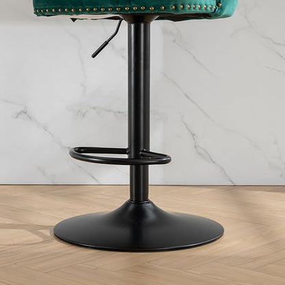 KEIKI Swivel Velvet Barstools，Upholstered Chairs Set of 2, Adjusatble Seat Height from 25-33 Inch for Home Pub, Kitchen Island, Green