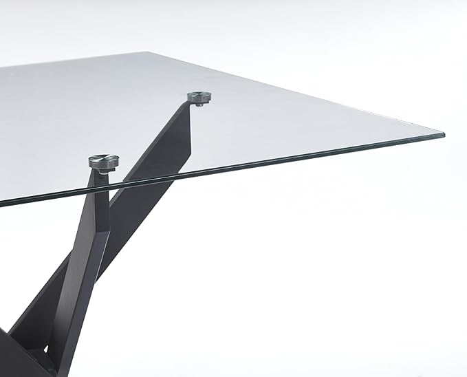 35.43'' Square Glass Dining Table,Modern Kitchen Table for 2-4 People,Dining Room Table with Tempered Glass Top and Metal Legs for Kitchen Apartment