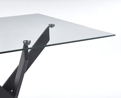 35.43'' Square Glass Dining Table,Modern Kitchen Table for 2-4 People,Dining Room Table with Tempered Glass Top and Metal Legs for Kitchen Apartment