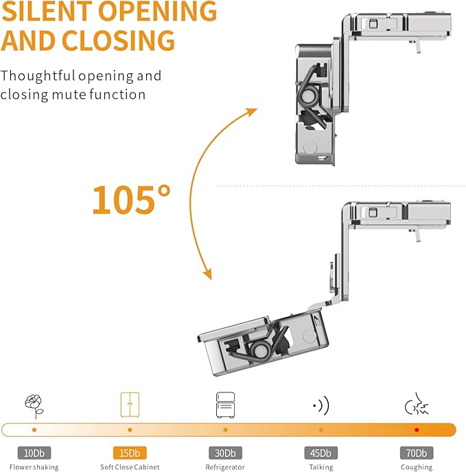 Chibery 60 Pack 1-1/2" Overlay 3D Soft Close Concealed Hinge for Face Frame Door, Smooth Slow Self Closing Hinges, Satin Nickel, Hidden 105° Open Angle Stainless Steel Hinge for Kitchen Cabinet Door