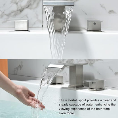 2 Handle Deck Mount Tub Faucet, Roman Bathtub Faucet Set Brushed Nickel High Flow Garden Bath Tub Faucet