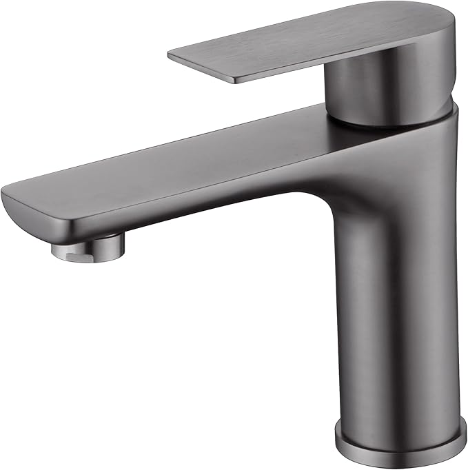 SUMERAIN Bathroom Faucets for Sink Lavatory Faucet 304 Stainless Steel Single Hole Single Handle, Gun Gray