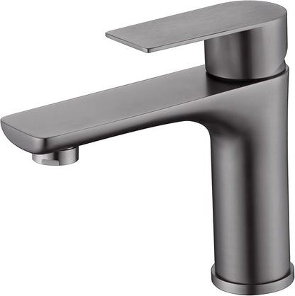 SUMERAIN Bathroom Faucets for Sink Lavatory Faucet 304 Stainless Steel Single Hole Single Handle, Gun Gray