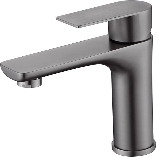 SUMERAIN Bathroom Faucets for Sink Lavatory Faucet 304 Stainless Steel Single Hole Single Handle, Gun Gray