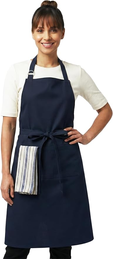 100% Cotton Kitchen Apron with 2 Pockets – Adjustable Chef Apron for Cooking Baking BBQ – Unisex Apron