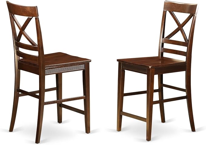 HomeStock Counter Height Table Set - 3 Piece Dining Set with Stools - Mahogany Finish - Kitchen Island Table
