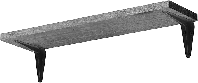 Wallniture Arras Wood Floating Shelves for Wall Storage, Small Bookshelf, Hanging Book Shelves for Living Room, Bedroom, Office, Burnt Finish, Set of 10 (Gray)