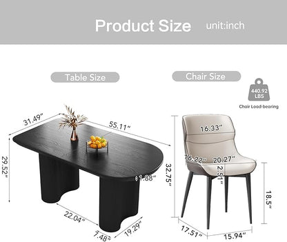 Dining Table Set for 6, Modern Kitchen Table with 6 Chairs, Dining Room Table Set for Kitchen,Dining Room,Home & Office (55.11" Black Table with 6 Chairs)