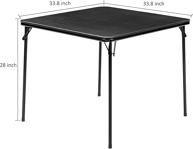 VECELO 34'' Folding Card Table with Black PU Padded Tabletop, Portable Multifunctional for Indoor/Outdoor, Home, Parties, Picnics, Games