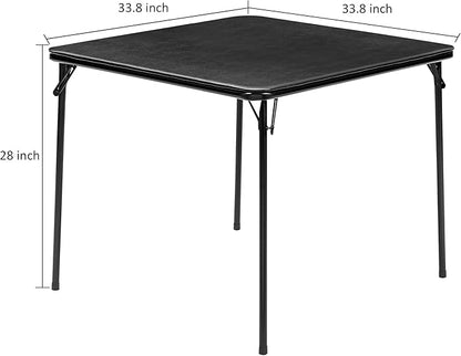VECELO 34'' Folding Card Table with Black PU Padded Tabletop, Portable Multifunctional for Indoor/Outdoor, Home, Parties, Picnics, Games