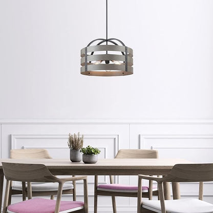 Globe Electric 60803 Maddox 3-Light Chandelier, Matte Black, Faux Wood