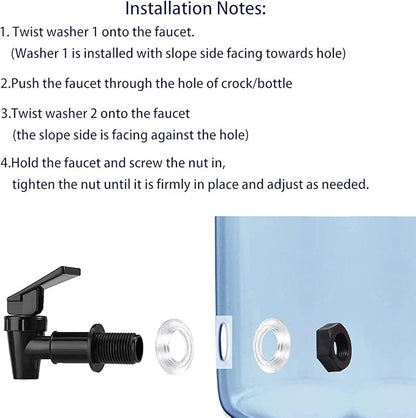 HUI NING Water Spigot,BPA Free Plastic Spigot, Universal Replacement Faucet for 5 gallon bucket, Wine Barrels, Water Cooler Filtration Systems and filter water pitcher(2 White)