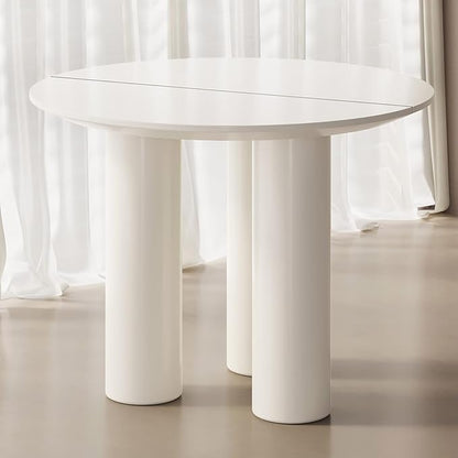 Miuuod 39.37in Round Dining Table for 4 to 8 People,Single Kitchen Table Dining Room Table,Cream White Dinner Table for Kitchen,Minilist Center Coffee Table for Living Room.