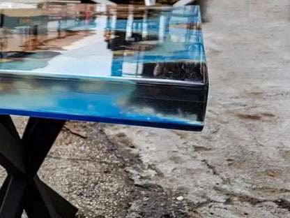 RESINHOMEFURNITURE Blue Ocean and Island Design Epoxy Resin Dining Table Living Room Table Conference Table Meeting Table Kitchen Table Hallway Table Entryway Table Side Table Home Décor