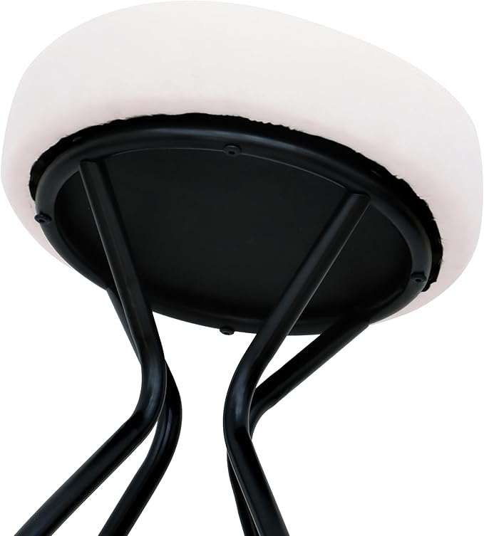 Modern Backless Bar Stools Set of 2 Round Upholstered Counter Stools for Kitchen Island Velvet Dining Chairs，Creamy White