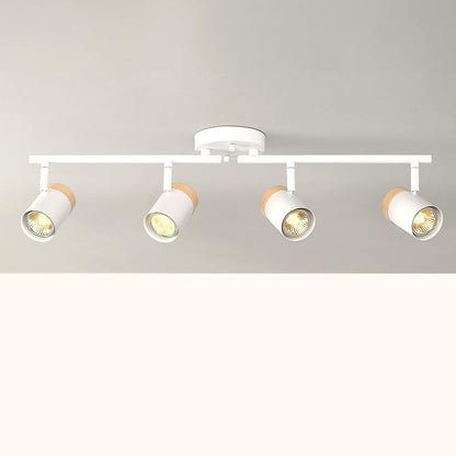 GLOBE Electric 64000165 28" 4-Light Foldable Track Lighting, Matte White, Hand Painted Wood-Tone Accent Detail, Pivoting Track Heads, Ceiling Light, Home Improvement