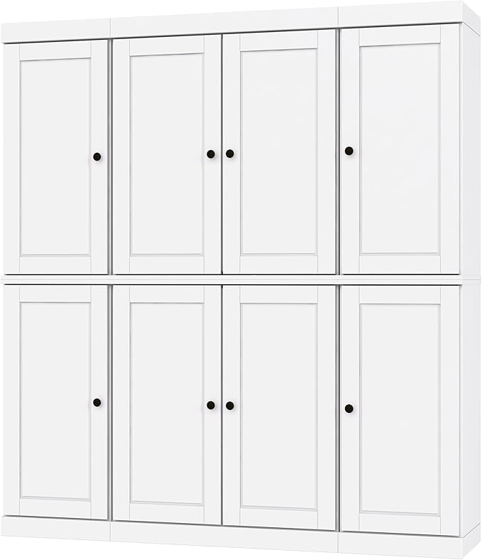 Palace Imports Solid Wood Storage Cabinet - 71.5" Tall, 65" Wide Freestanding Kitchen Pantry with 2-Drawer Kit & Adjustable Shelves – White, Renewable Eco-Friendly 100% Wood, Made in Brazil
