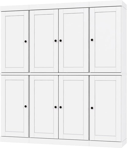 Palace Imports Solid Wood Storage Cabinet - 71.5" Tall, 65" Wide Freestanding Kitchen Pantry with 2-Drawer Kit & Adjustable Shelves – White, Renewable Eco-Friendly 100% Wood, Made in Brazil