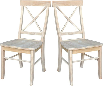 International Concepts X-Back Dining Chairs, Solid Parawood, Unfinished (Set of 2)