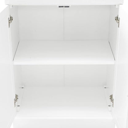 Crosley Furniture Stanton Glass Door Pantry Storage Cabinet with Shelves, Kitchen, Dining, or Laundry Room, White