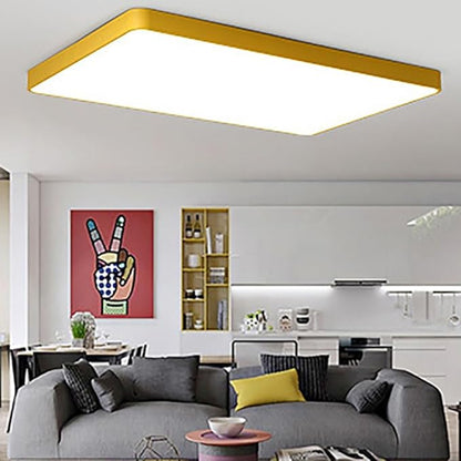 LED Ceiling Light Fixture,16 * 24 Inch Modern Rectangle Recessed Ceiling Lights,Dimmable Light,48W Yellow Close to Ceiling Lighting Flush Mount Living Room Bedroom,3000K-6000K