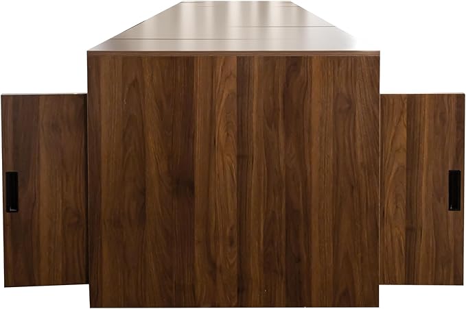 Modern Extendable Dining Table for 4-6 People with Outlet, Multifunctional Foldable Dinner Kitchen Table with Storage, Walnut
