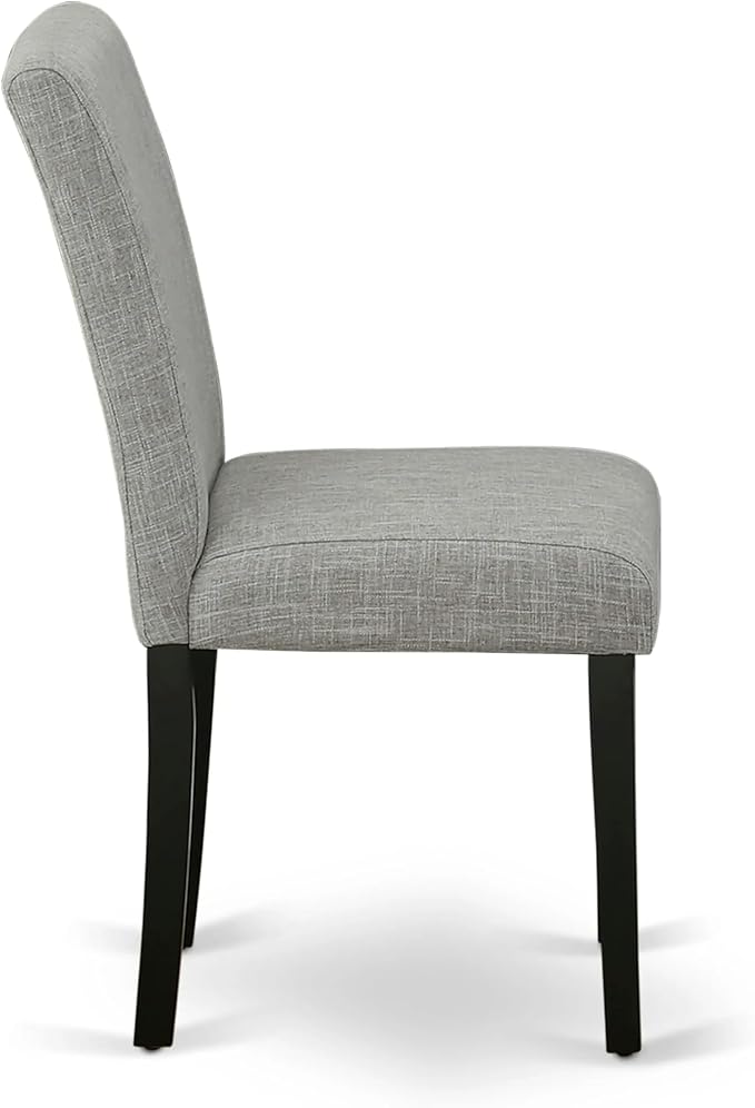 East West Furniture ABP1T06 Abbott Parson Dining Room Chairs - Shitake Linen Fabric Upholstered Chairs, Set of 2, Black