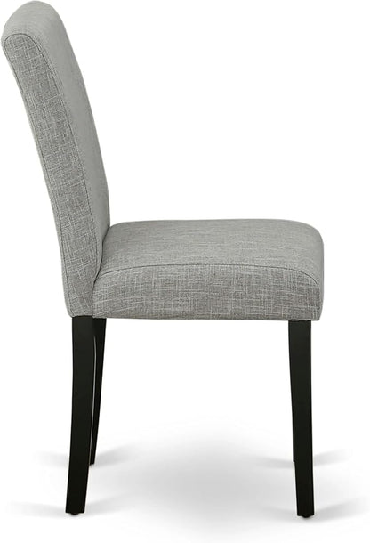 East West Furniture ABP1T06 Abbott Parson Dining Room Chairs - Shitake Linen Fabric Upholstered Chairs, Set of 2, Black